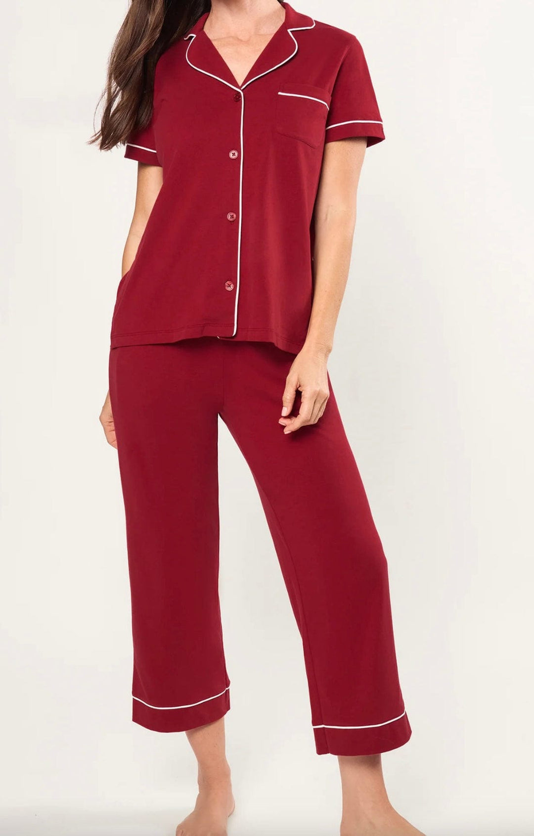 Petite Plume Pajamas Petite Plume Pima Crop Pajama Set Bordeaux
