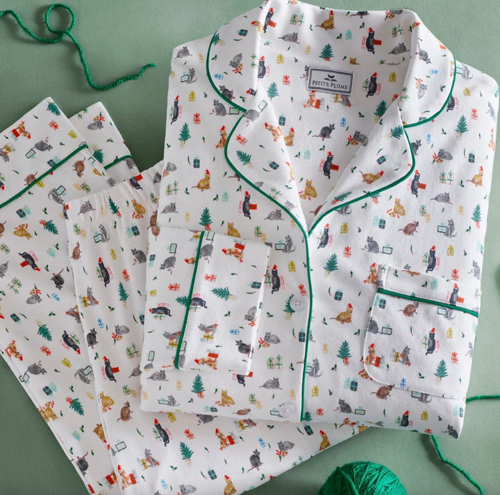 Petite Plume Pajamas Petite Plume Women's Pima Pajama Set- Merry Meow