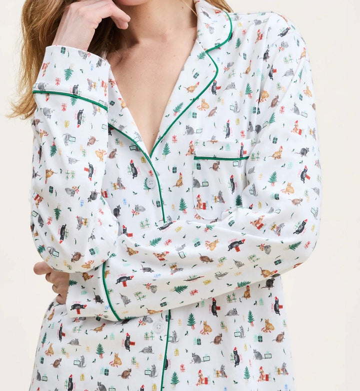 Petite Plume Pajamas Petite Plume Women's Pima Pajama Set- Merry Meow