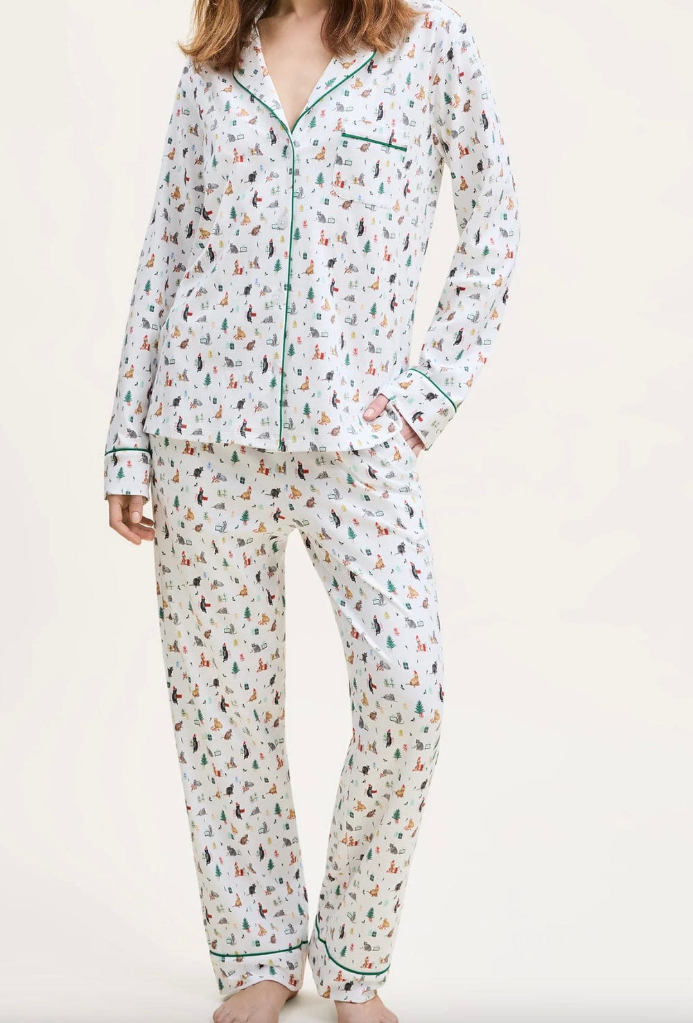 Petite Plume Pajamas Petite Plume Women's Pima Pajama Set- Merry Meow