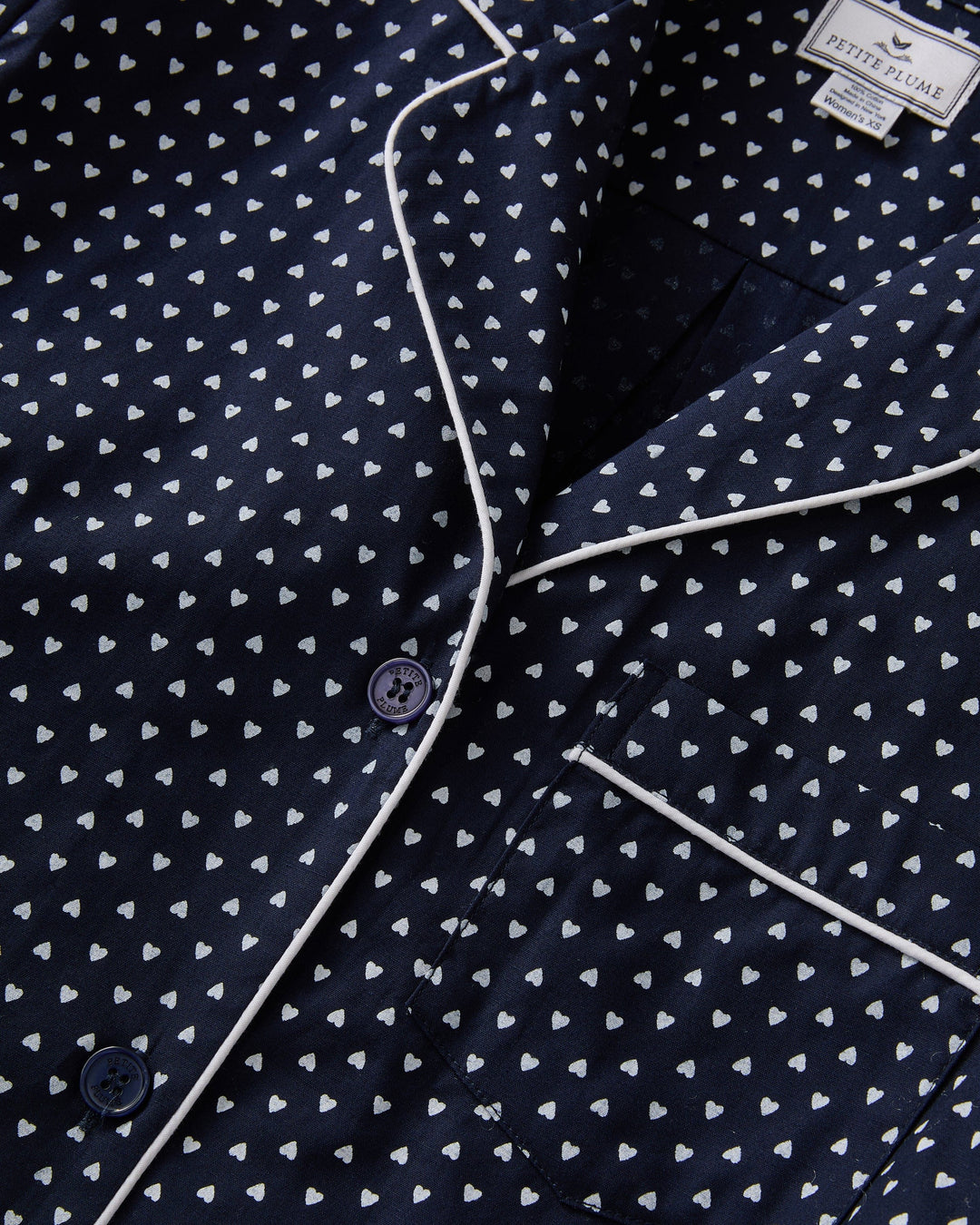 Petite Plume pajamas Petite Plume Women's Woven Twill Classic Pajama Set- Midnight Hearts