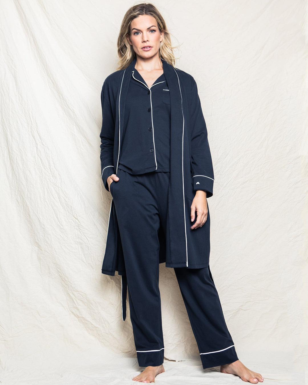Petite Plume robe Navy / S Petite Plume Luxe Pima Robe in Navy