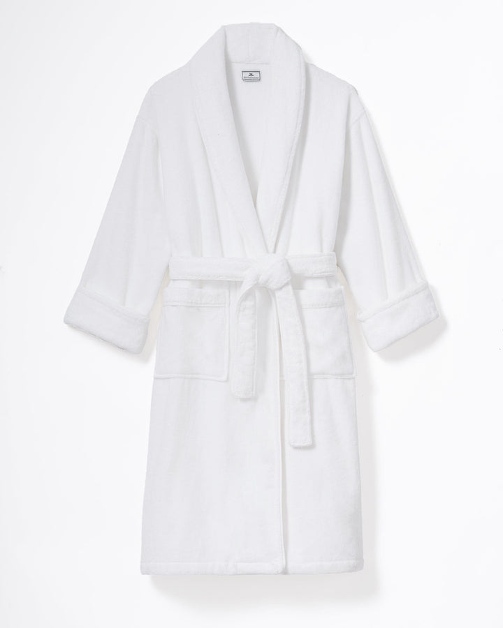 Petite Plume robe White / S/M Petite Plume Unisex Luxe Terry Robe with White Piping