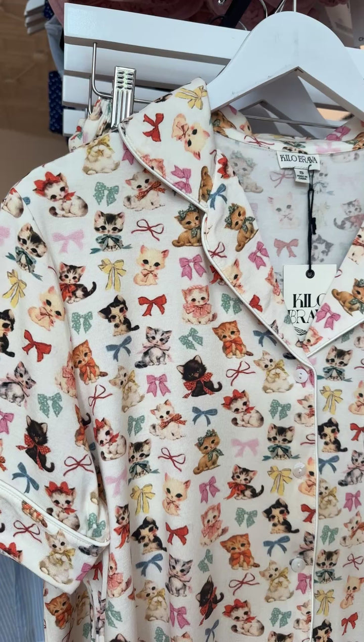 Kilo Brava Modal Collection- Kittens and Bows Short Pajama Set