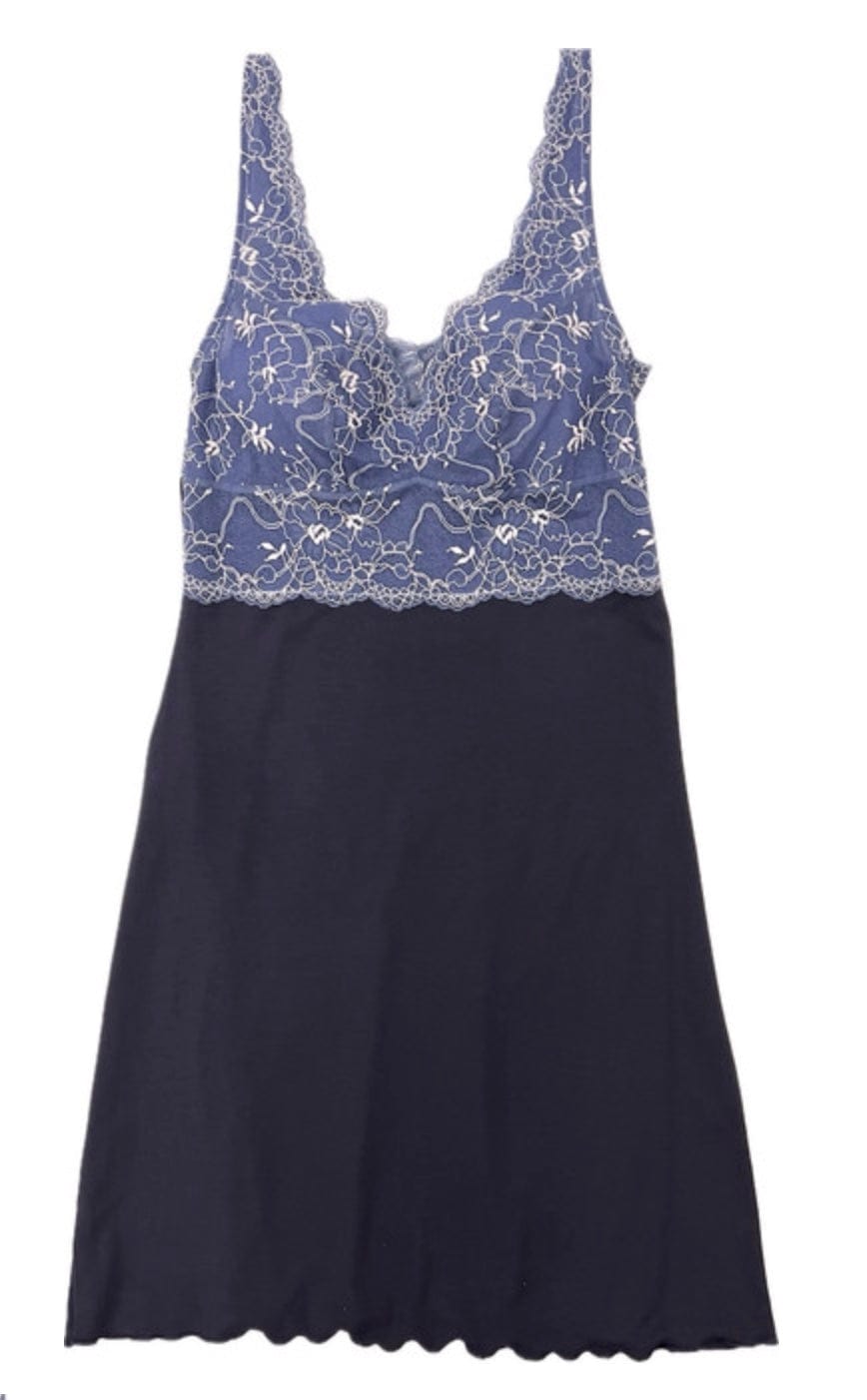 Samantha Chang Chemise Deep Blue with Sueded Indigo Amour Lace / S Samantha Chang Home Apparel Built Up Chemise