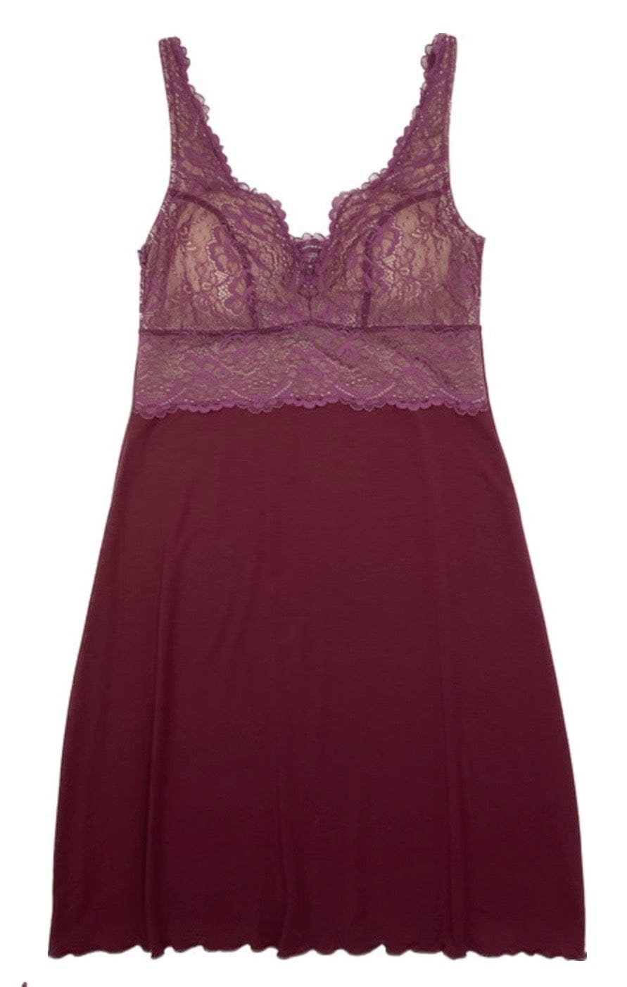 Samantha Chang Chemise Maroon with Rosewood Lace / S Samantha Chang Home Apparel Built Up Chemise