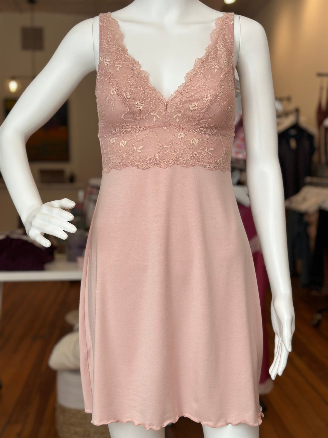 Samantha Chang Chemise Pink Sand with Pink Salt/Vanilla Amour Lace / S Samantha Chang Home Apparel Built Up Chemise