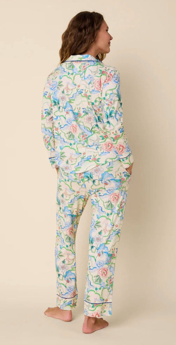 The Cat's Pajamas Pajamas The Cat's Pajamas Butterfly Floral Pima Knit Long-Sleeve Pant Set