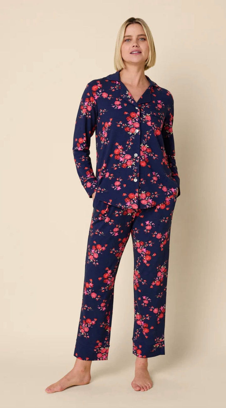 The Cat's Pajamas pajamas The Cat's Pajamas Roses Pima Knit Long Sleeve Pajama Set