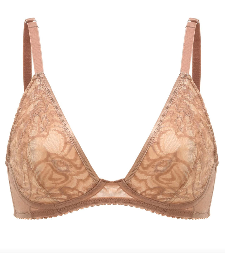 Amour Caché bralettes 34A Amour Caché Cristal Wireless Pocketed Tiger Leavers Lace Bralette