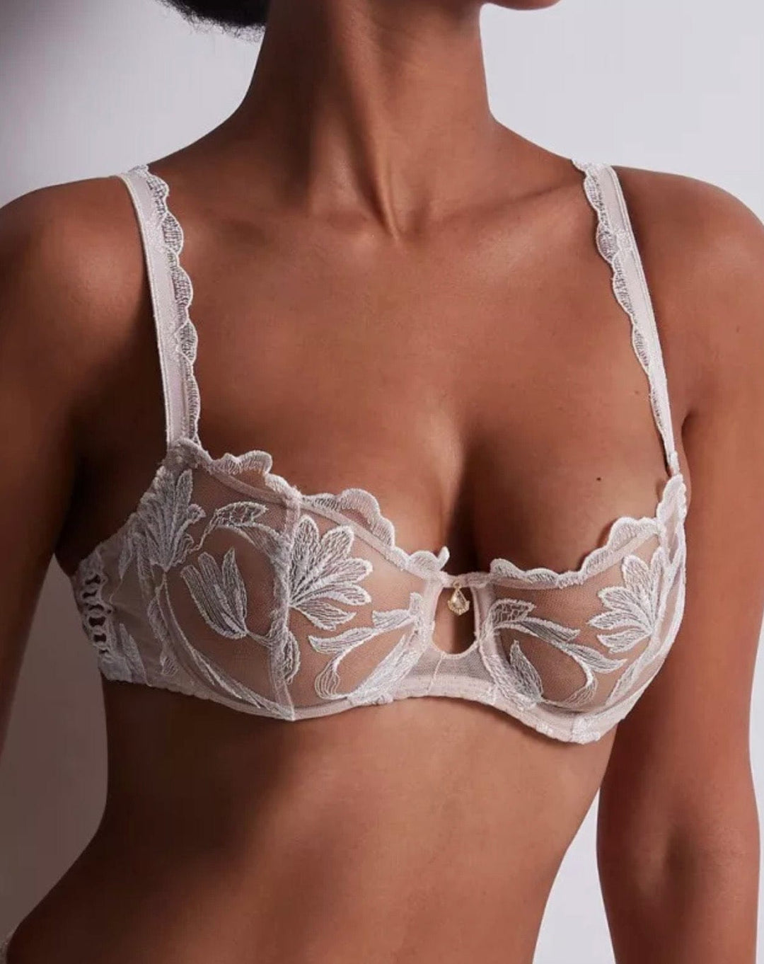 Leonisa Sheer Ivory Lace Bustier Bralette with Underwire