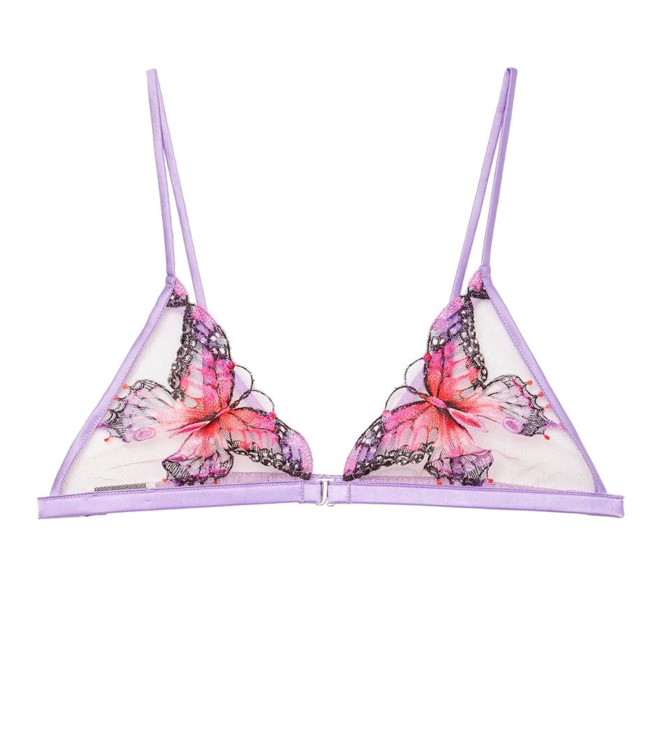 Fleur du Mal bralette Light Lilac / XS Fleur du Mal Butterfly Embroidery Triangle Bra