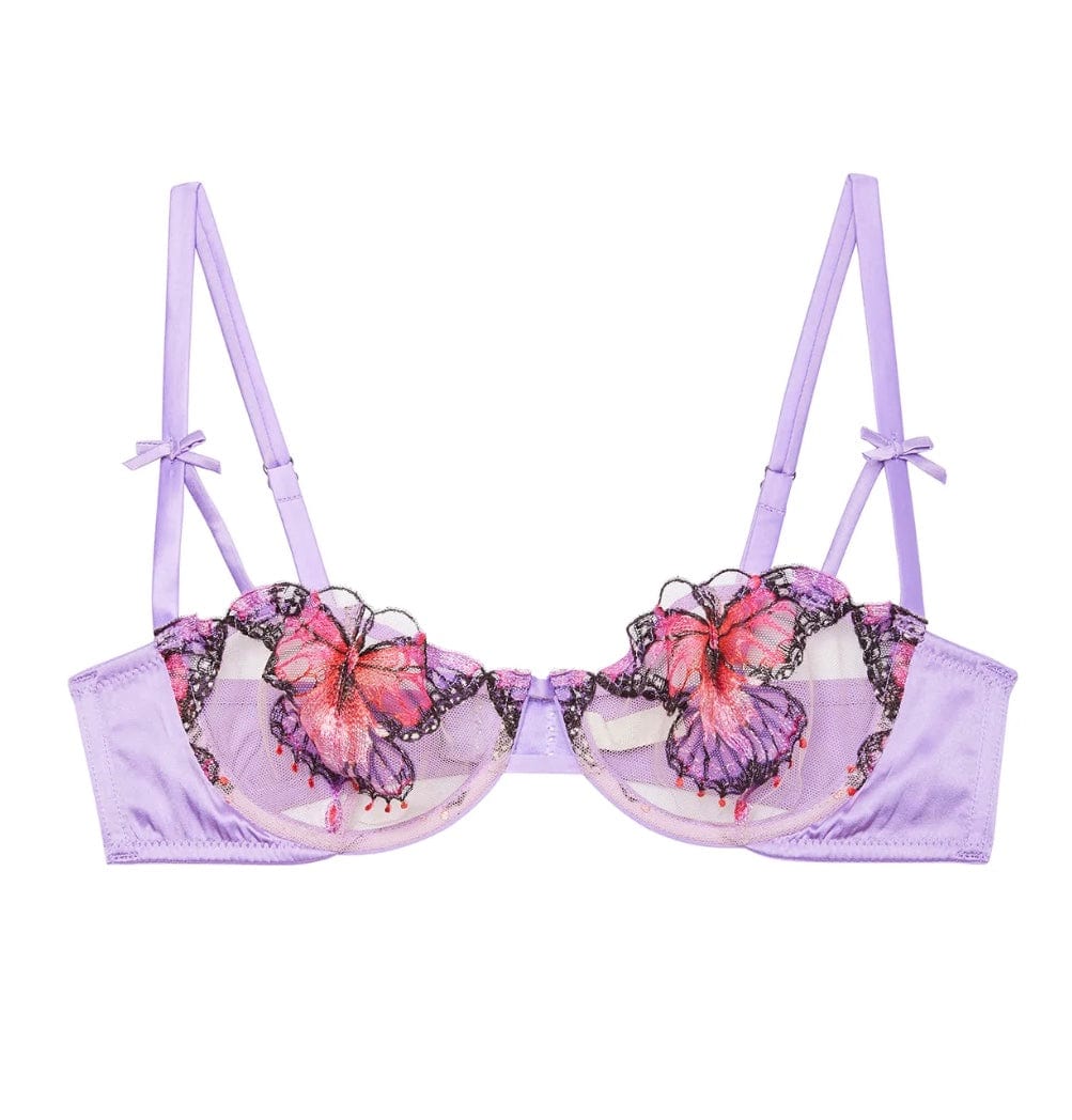 Fleur du Mal underwire bra Light Lilac / 34C Fleur du Mal Butterfly Embroidery Balconette Bra
