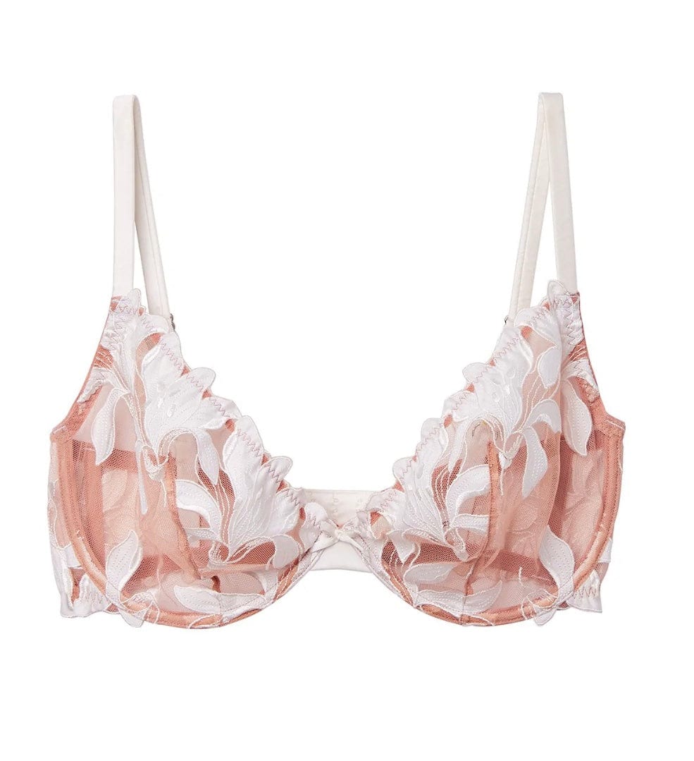 Fleur du Mal underwire bras Ivory / 32F Fleur du Mal Lily Embroidery Fuller Cup Plunge Demi Cup