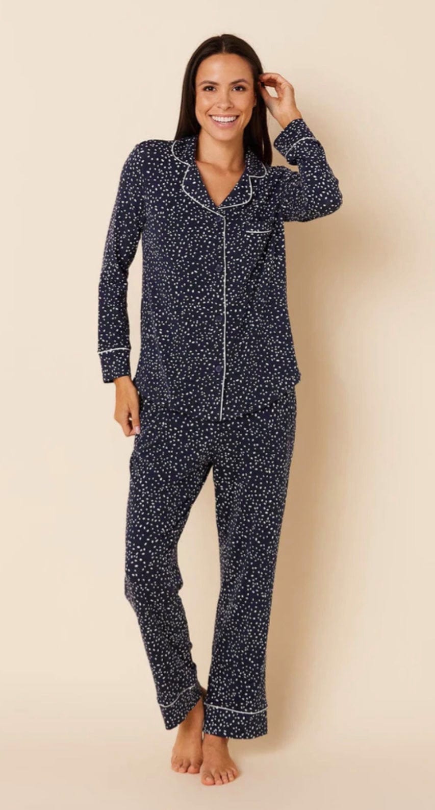 The Cat's Pajamas Pajamas Navy Blue Confetti / S The Cat's Pajamas Confetti Dot Pima Knit Pajama